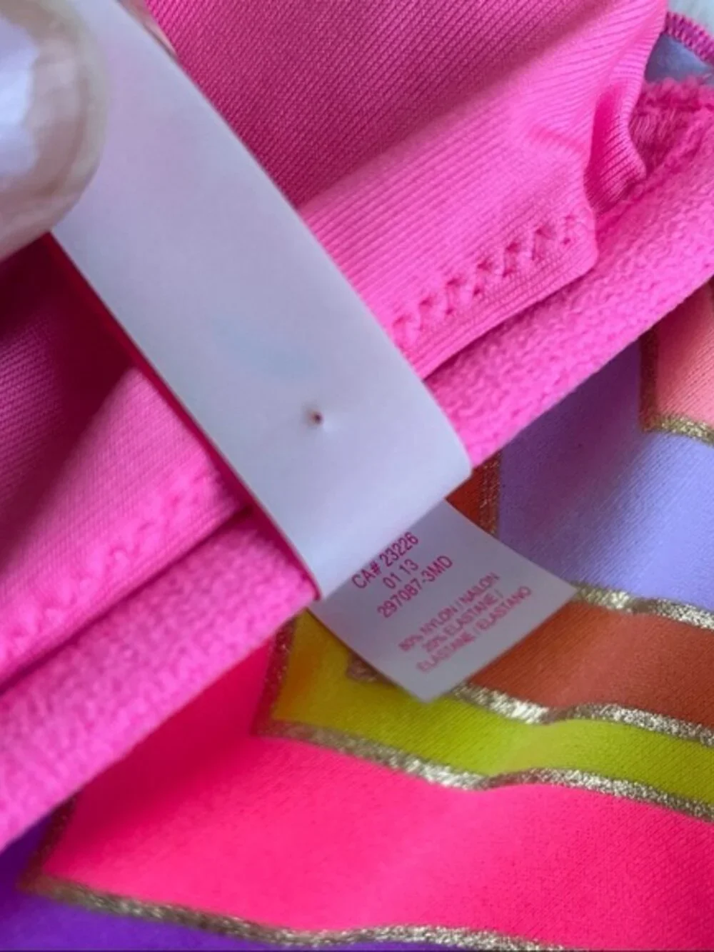 Victoria's Secret | Rainbow Foil Ruffle Chevron Stripe Bikini Top | Size Large
